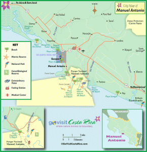 Map, Manuel Antonio, Costa Rica, Tiquicia, Central America, Go Visit Costa Rica