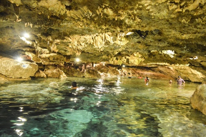 Enjoy the silence while swimming in one of Mother Nature's spectacular creations, underground caves or cenotes in Cancun, Mexico.