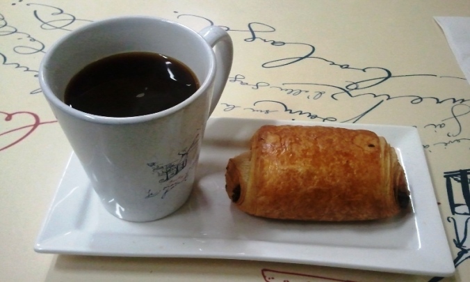 House blend coffee and pain au chocolat